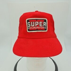 Super X Excavators Red Corduroy Snapback Hat Men's Adjustable Baseball Cap